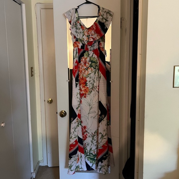 New York & Company Dresses & Skirts - NWOT New York & Company, off the shoulder mixed print maxi dress